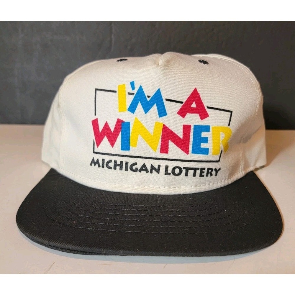 Vintage "Im A Winner"- Michigan Lottery - SnapBack Hat Cap White